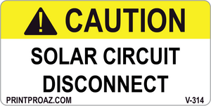 2x4 Solar Circuit Disconnect Vinyl V-314 Decal