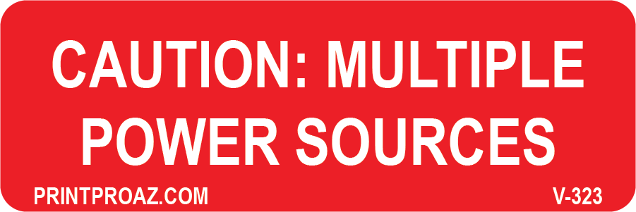 1x3 Caution: Multiple Power Sources Vinyl V-323 Decal