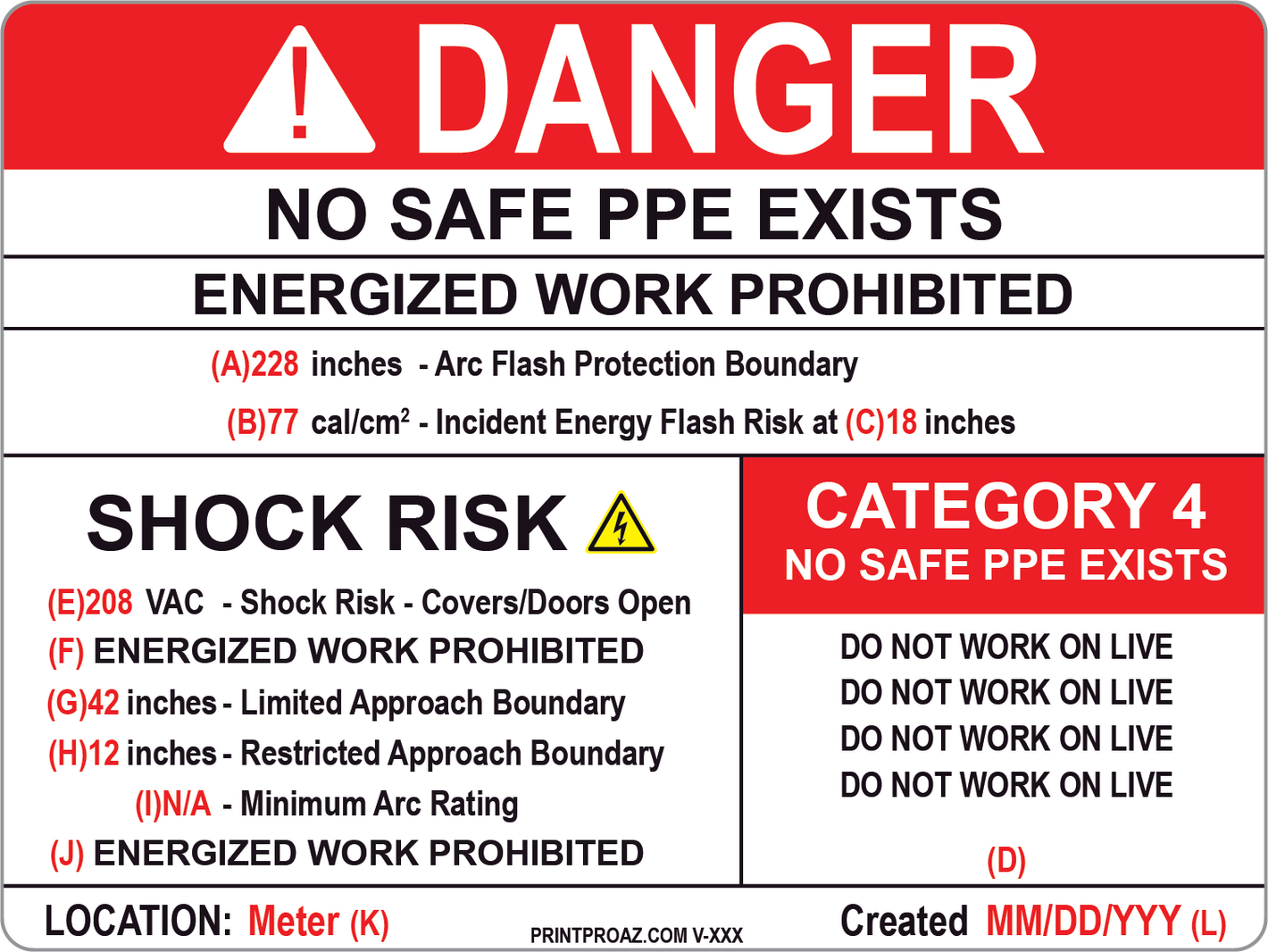 Solar Danger Custom Label Vinyl V-332-336 Decal