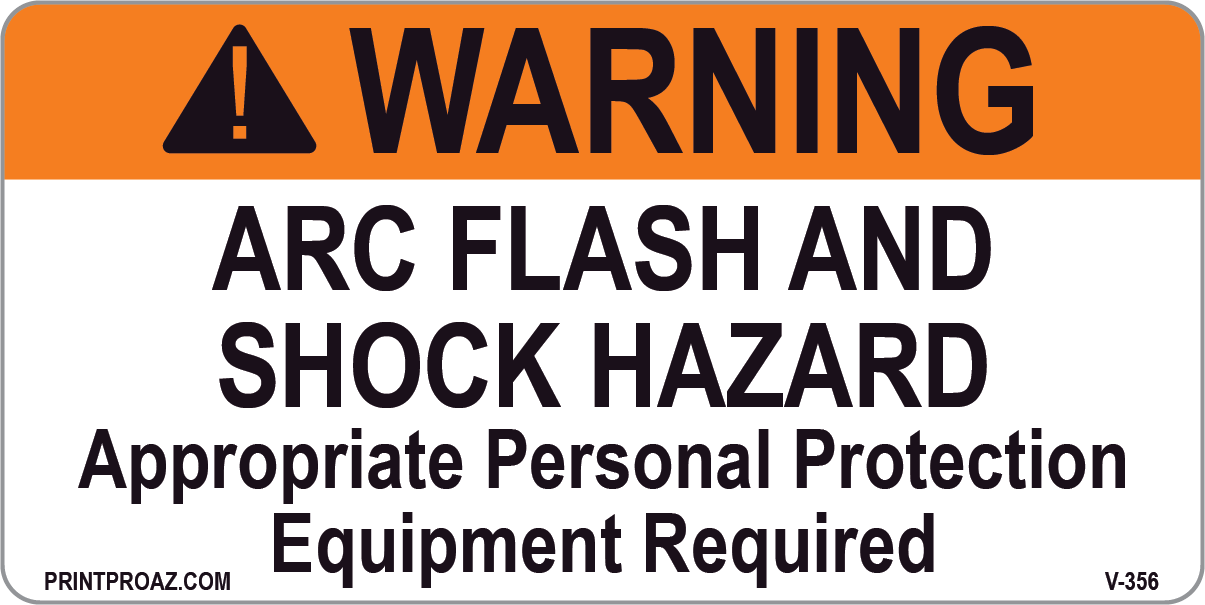 Warning Arc Flash and Shock Hazard Vinyl V-356-357 Decal