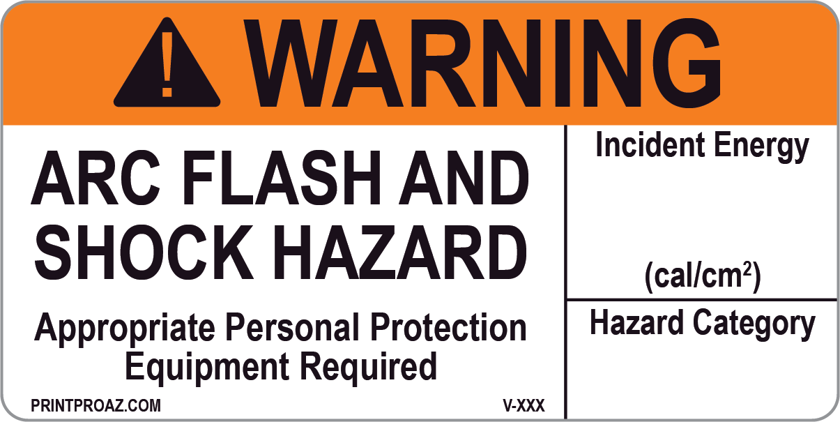 Warning Arc Flash and Shock Hazard Vinyl V-358-359 Decal