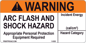 Warning Arc Flash and Shock Hazard Vinyl V-358-359 Decal