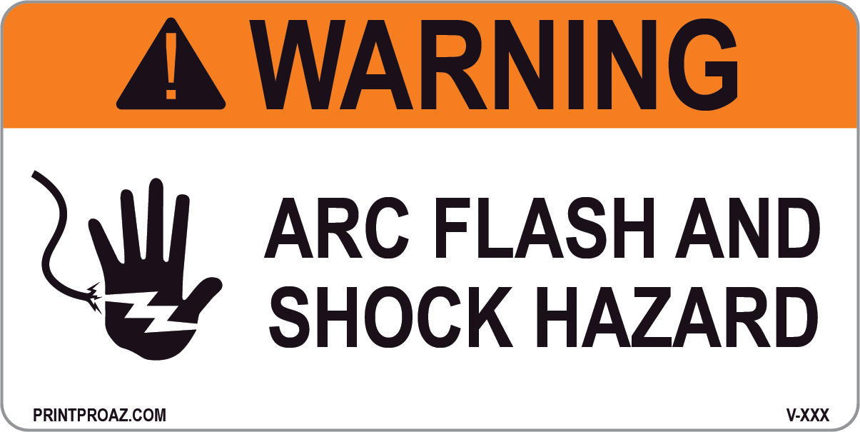 Warning Arc Flash and Shock Hazard Vinyl V-360-361 Decal