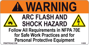 Warning Arc Flash and Shock Hazard Vinyl V-366-367 Decal