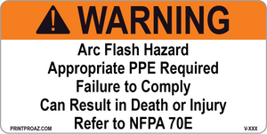 Warning Arc Flash Hazard Vinyl V-372-373