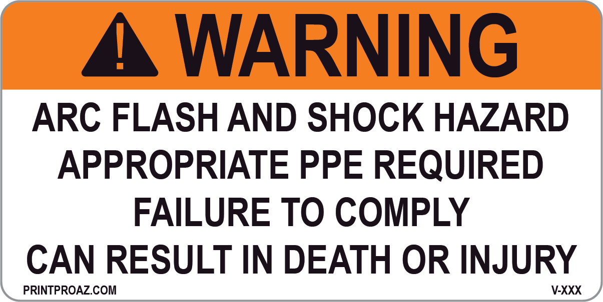 Warning Arc Flash and Shock Hazard Vinyl V-374-375