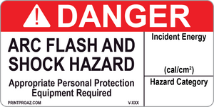 Danger Arc Flash and Shock Hazard Vinyl V-378-379 Decal