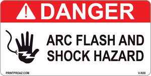 Danger Arc Flash and Shock Hazard Vinyl V-380-381 Decal