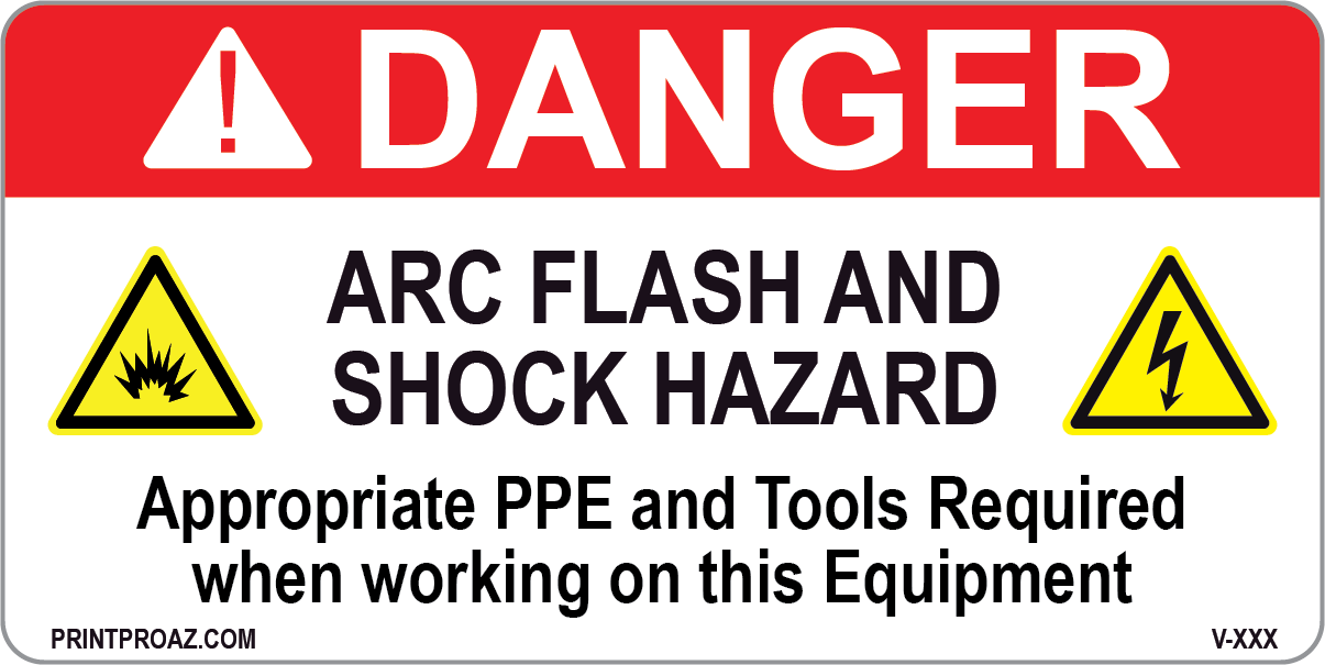 Danger Arc Flash and Shock Hazard Vinyl V-388-389 Decal