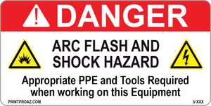 Danger Arc Flash and Shock Hazard Vinyl V-388-389 Decal