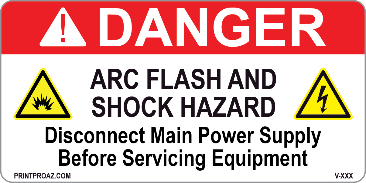 Danger Arc Flash and Shock Hazard Vinyl V-390-391 Decal