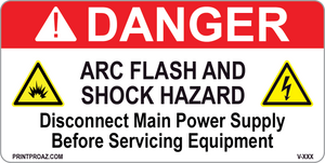 Danger Arc Flash and Shock Hazard Vinyl V-390-391 Decal