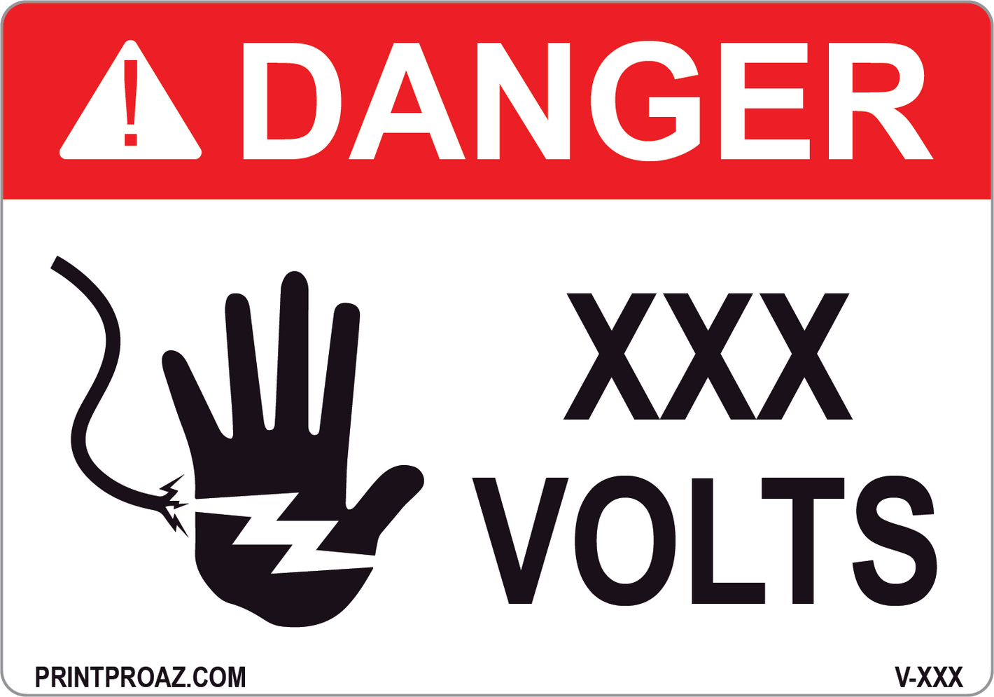 Danger Custom Volts Label Vinyl V-392-395 Decal