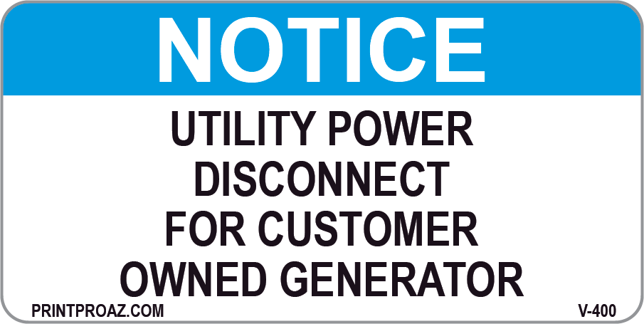 1.5X3 Utility Power Disconnect Label Vinyl V-400 Decal