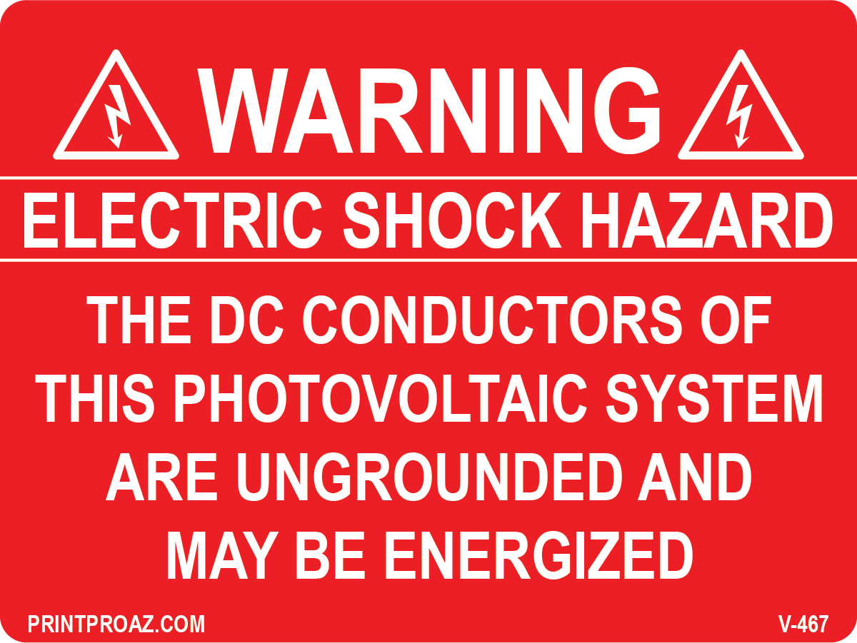 3x4 Electric Shock Hazard Vinyl V-467 Decal