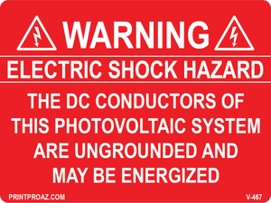 3x4 Electric Shock Hazard Vinyl V-467 Decal