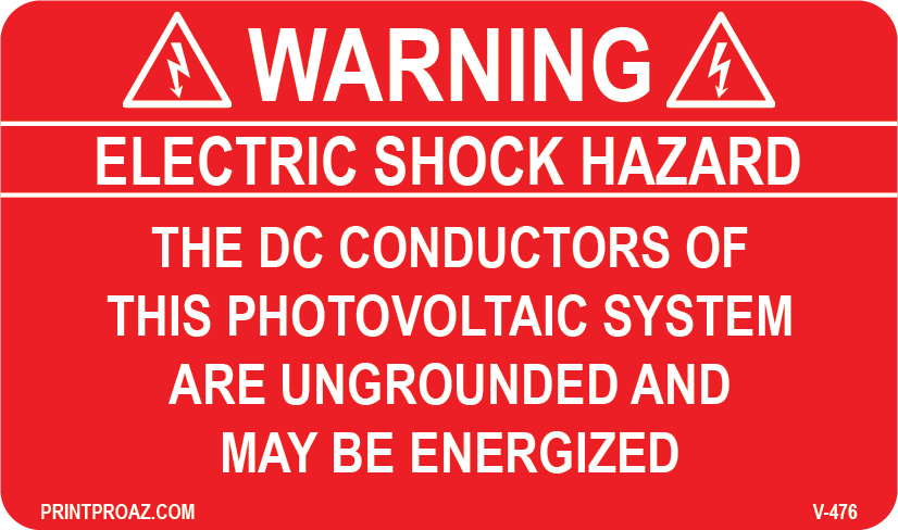 1.625X2.75 Electric Shock Hazard Vinyl V-476 Decal