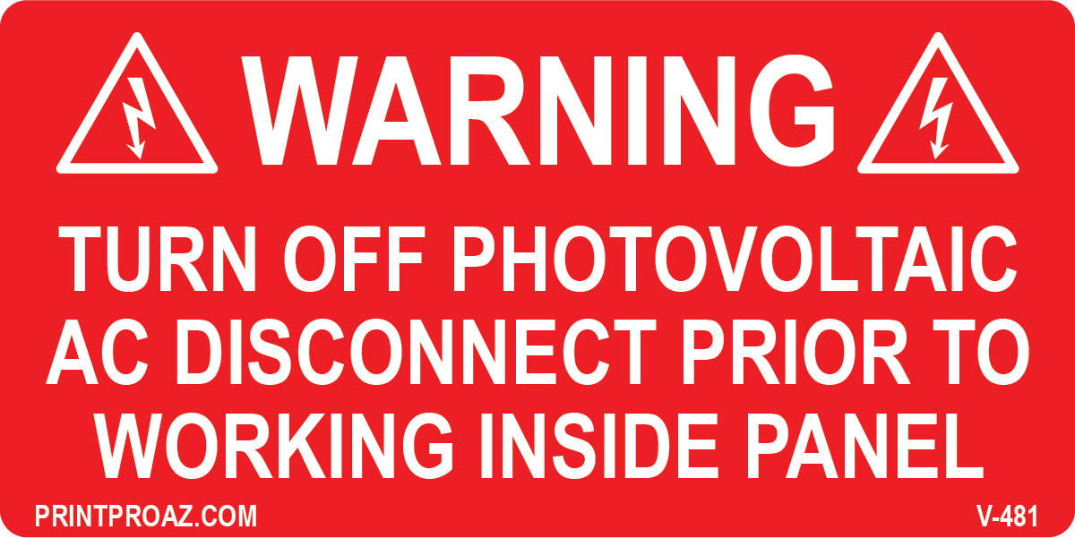 2x4 Solar Warning Label Vinyl V-481 Decal