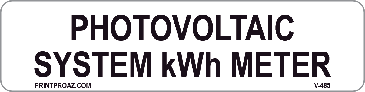 1X4 Photovoltaic System kWh Meter V-485 Decal