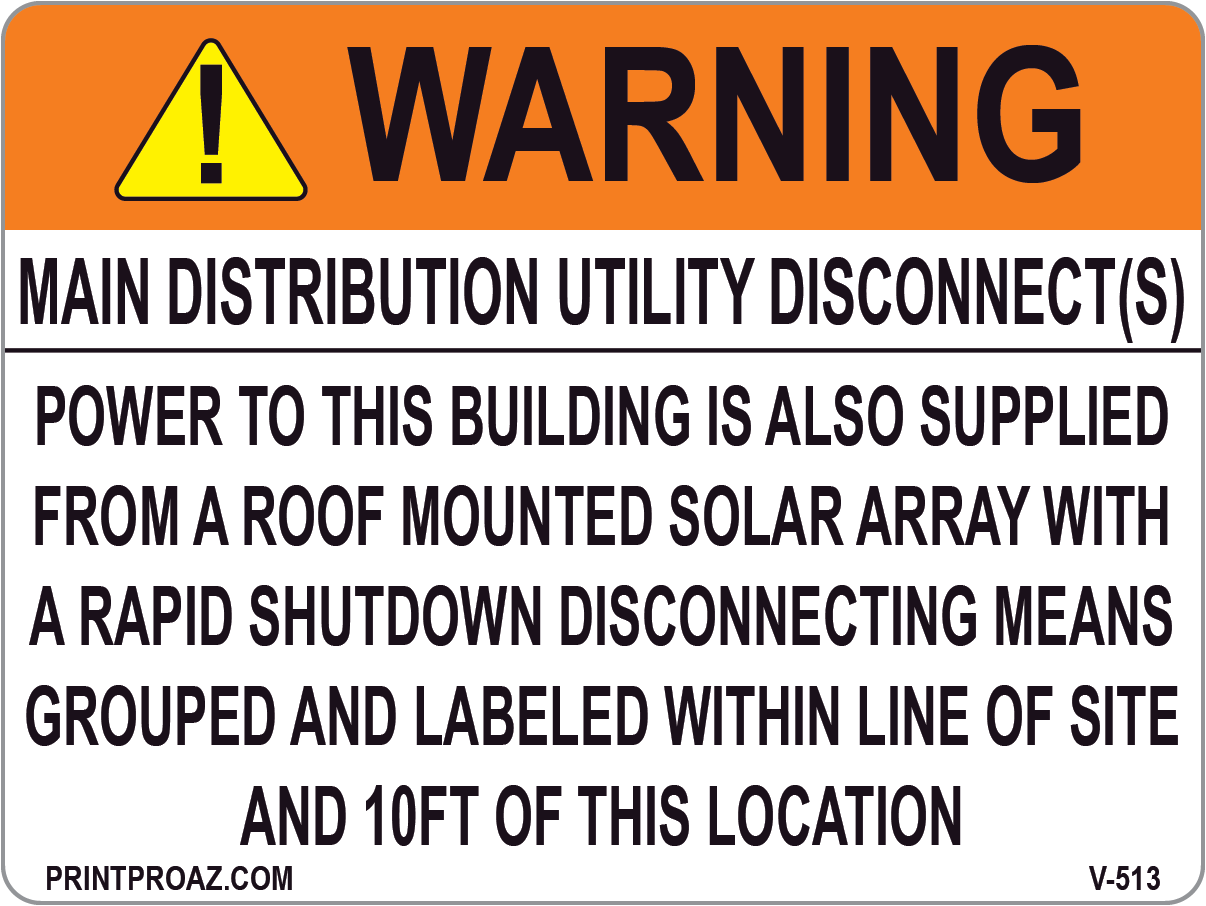 3x4 Solar Warning Label Vinyl V-513 Decal