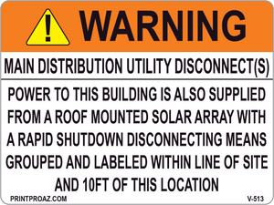 3x4 Solar Warning Label Vinyl V-513 Decal