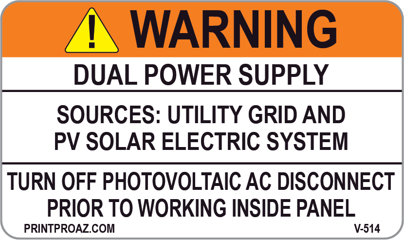 1.625x2.75 Solar Warning Sign Vinyl V-514 Decal