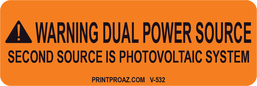 1x3 Warning Dual Power Source Vinyl V-532 Decal