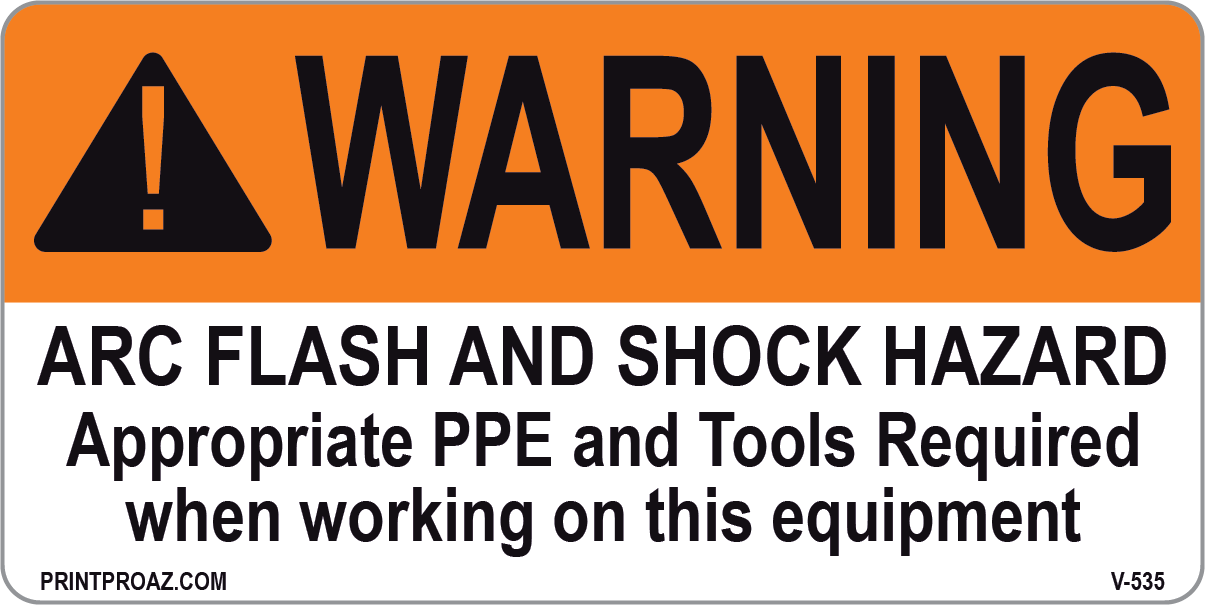 2x4 Warning Arc Flash and Shock Hazard Vinyl V-535 Decal