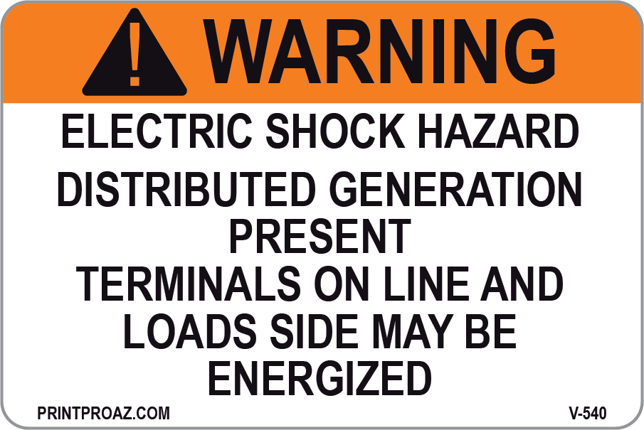 2x3 Warning Electric Shock Hazard Vinyl V-540 Decal Solar Labels