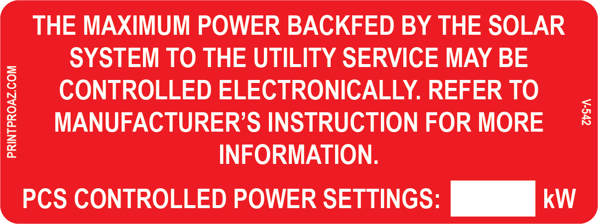 1.5x4 PCS Controlled Power Settings Vinyl V-542 Decal Solar Labels