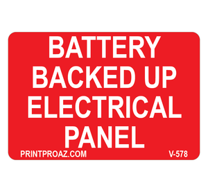 2x3 Battery Backed Up Electrical Panel V-578 Decal Solar Labels