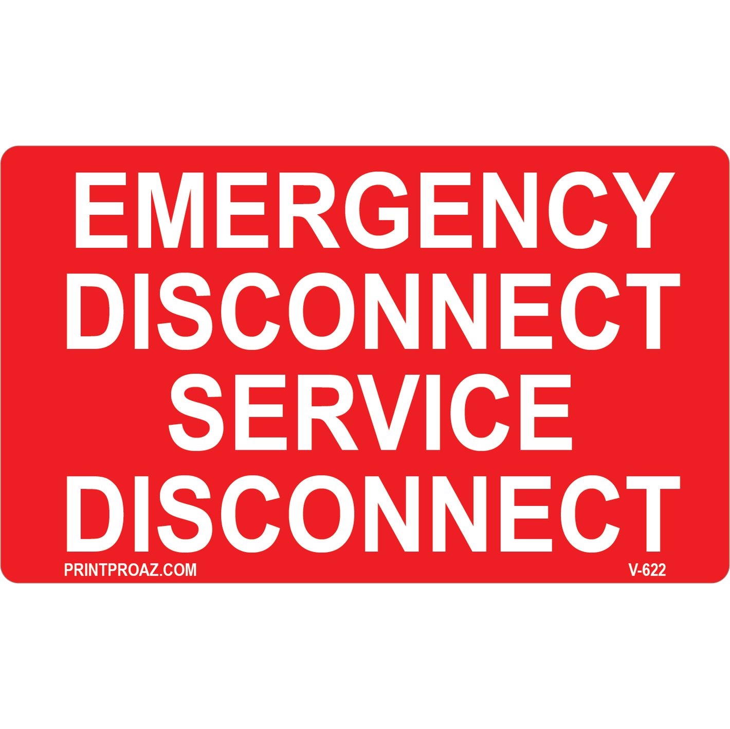 5x3 Emergency Disconnect Service Disconnect, Reflective Decal Solar Labels,  V-622