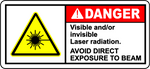 Danger visible and invisible laser radiation warning sign