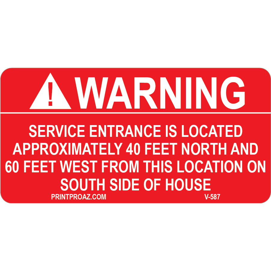 1.5x3 Warning Service Entrance V-587 Decal Solar Labels