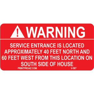 1.5x3 Warning Service Entrance V-587 Decal Solar Labels