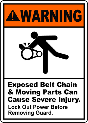 Exposed Belt Chain & Moving Parts Safety Sign