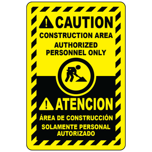 Bilingual Construction Area Safety Banner