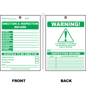 Scaffold Erection & Inspection Record Tag