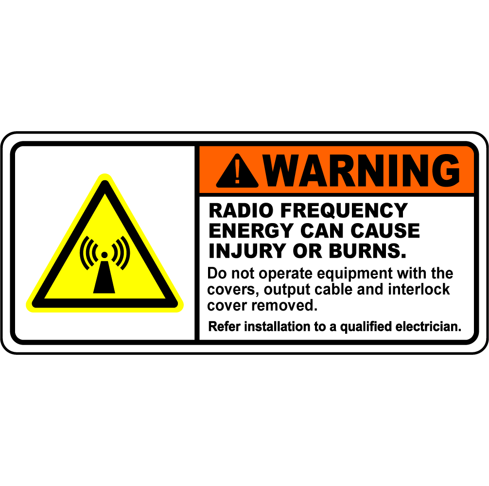 RF Energy Injury Burn Warning Equipment Safety Label