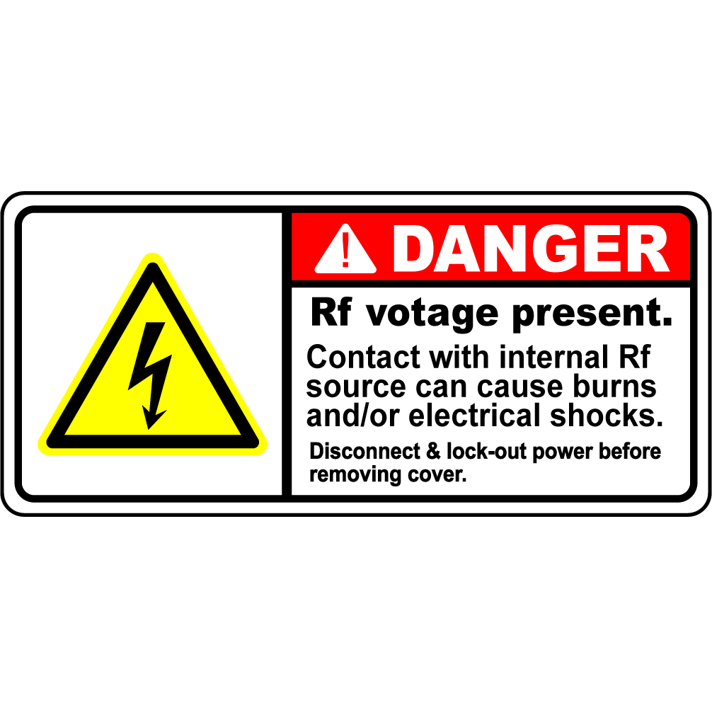 RF Voltage Danger Burn Shock Lockout Safety Label