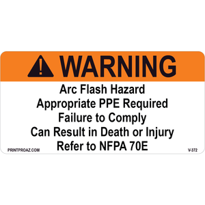 Warning Arc Flash Hazard, Vinyl Decal, V-372-373