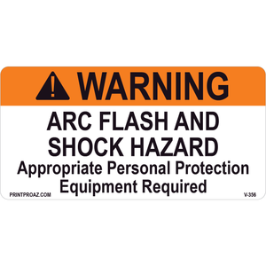 Warning Arc Flash and Shock Hazard, Vinyl Decal,  V-356-357
