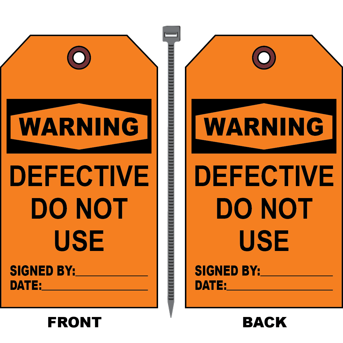 Warning defective do not use safety tag with signature and date fields