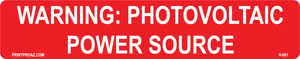 Warning: Photovoltaic Power Source, Reflective Vinyl Decal