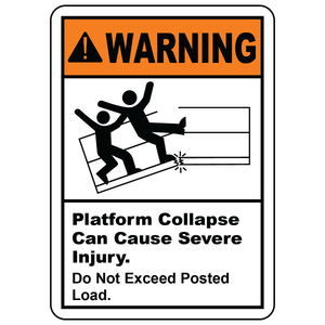Warning platform collapse hazard do not exceed load limit safety sign OSHA ANSI