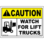 Caution watch for lift trucks warehouse safety warning