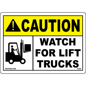 Caution watch for lift trucks warehouse safety warning