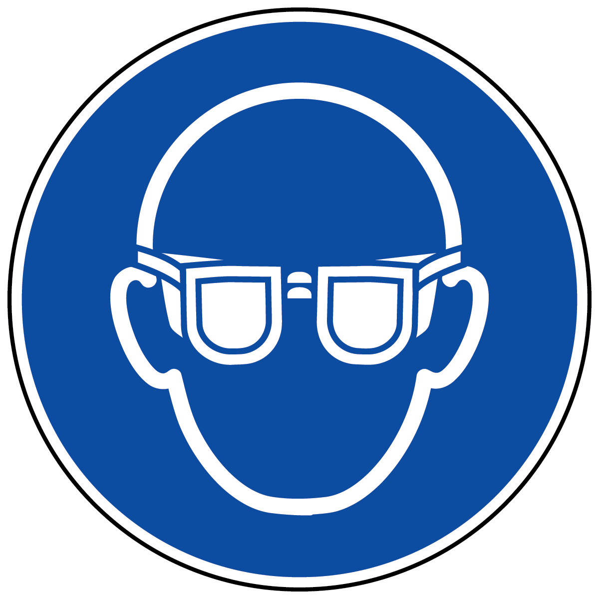 ISO M004 wear eye protection safety label with mandatory eye protection symbol for workplace PPE