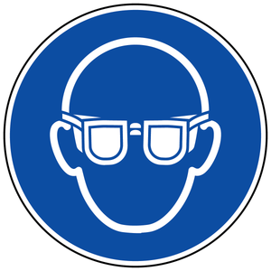 ISO M004 wear eye protection safety label with mandatory eye protection symbol for workplace PPE