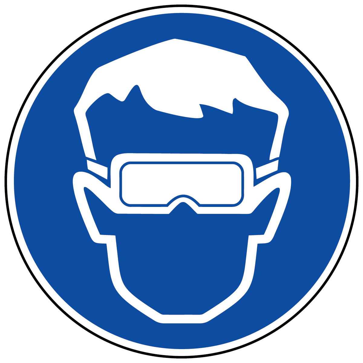 Wear eye protection safety label with international mandatory eye protection symbol for workplace PPE
